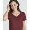 Real Essentials 3 Pack: Women’s Ribbed Knit Short-Sleeve V-Neck Swing T-Shirt Casual Dress (Available in Plus)(Set 6)