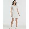 Real Essentials 3 Pack: Women’s Ribbed Knit Short-Sleeve V-Neck Swing T-Shirt Casual Dress (Available in Plus)(Set 6)