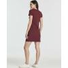 Real Essentials 3 Pack: Women’s Ribbed Knit Short-Sleeve V-Neck Swing T-Shirt Casual Dress (Available in Plus)(Set 6)