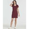 Real Essentials 3 Pack: Women’s Ribbed Knit Short-Sleeve V-Neck Swing T-Shirt Casual Dress (Available in Plus)(Set 6)