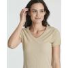 Real Essentials 3 Pack: Women’s Ribbed Knit Short-Sleeve V-Neck Swing T-Shirt Casual Dress (Available in Plus)(Set 7)