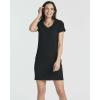Real Essentials 3 Pack: Women’s Ribbed Knit Short-Sleeve V-Neck Swing T-Shirt Casual Dress (Available in Plus)(Set 7)