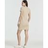 Real Essentials 3 Pack: Women’s Ribbed Knit Short-Sleeve V-Neck Swing T-Shirt Casual Dress (Available in Plus)(Set 7)