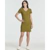 Real Essentials 3 Pack: Women’s Ribbed Knit Short-Sleeve V-Neck Swing T-Shirt Casual Dress (Available in Plus)(Set 8)