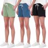 Real Essentials 3 Pack: Womens Just My Plus Size Cotton French Terry Shorts Pockets Ladies Summer Casual Running Yoga Lounge Athletic Tennis Workout Active Pockets Drawstring Sweat Gym- Set 3, 2X
