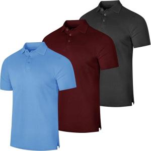 Real Essentials 3 Pack: Men’s Cotton Short Sleeve Polo | Collared Pique Golf Shirt Casual Performance (Big & Tall Available)(Set D)