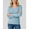 Real Essentials 4 Pack: Women’s Cotton Long Sleeve V-Neck T-Shirts – Soft Casual Lounge Tee Tops (Available in Plus)(Set 1)