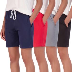 Real Essentials 4 Pack: Women’s 7″ Mesh Bermuda Athletic Shorts – Quick Dry Workout Running Pockets (Available in Plus Size)(Set 3)