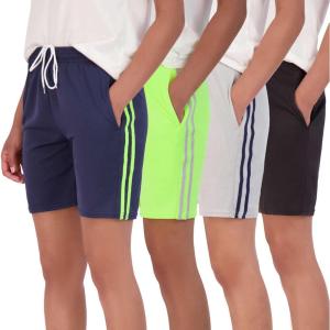 Real Essentials 4 Pack: Women’s 7″ Mesh Bermuda Athletic Shorts – Quick Dry Workout Running Pockets (Available in Plus Size)(Set 8)