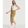 Real Essentials 3 Pack: Women’s Midi Ribbed Knit Skirt with Side Slit – Stretchy Work Business Casual Pencil Pull-On Skirts