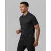 Real Essentials 3 Pack: Men’s Polo Shirts Zipper Short Sleeve Dry Fit Quarter Zip Golf Athletic Workout Gym Collared(Solid Black  Solid Quiet Shade  Solid Ultimate Grey)