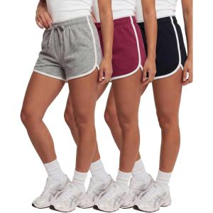 Real Essentials 3 Pack: Women’s Fleece Shorts Athletic Workout Running Gym Yoga Sweat Lounge with Pockets Comfy Cotton(Solid Black  Solid Burgundy  Grey Heather)