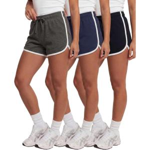 Real Essentials 3 Pack: Women’s Fleece Shorts Athletic Workout Running Gym Yoga Sweat Lounge with Pockets Comfy Cotton(Solid Black  Solid Navy Blazer  Charcoal Heather)