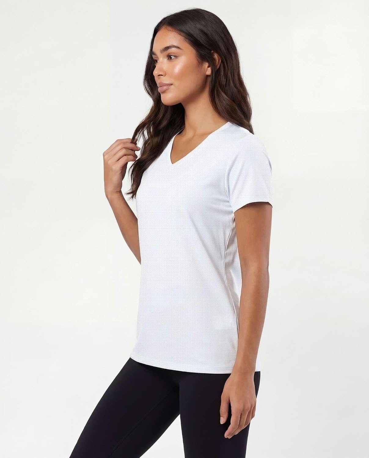 image:imageReal Essentials 5 Pack Womens Short Sleeve VNeck TShirt Athletic Workout Work Casual and Spring TopsSolid Bright White Solid Bright White Solid Bright White Solid Bright White Solid Bright White