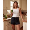 Real Essentials 3 Pack: Ladies Cotton Rib Lounge Shorts – Casual Elastic Waist Sleep & Loungewear Summer Shorts for Women(Solid Black  Solid Black  Charcoal Heather  Solid Vintage Indigo)