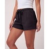 Real Essentials 3 Pack: Ladies Cotton Rib Lounge Shorts – Casual Elastic Waist Sleep & Loungewear Summer Shorts for Women(Solid Black  Solid Black  Solid Black  Solid Black)
