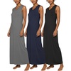 Real Essentials 3 Pack: Women’s Soft Tank Nightgown Sleeveless Nightshirt Sleep Dress (Available In Plus Size)(Set 9)