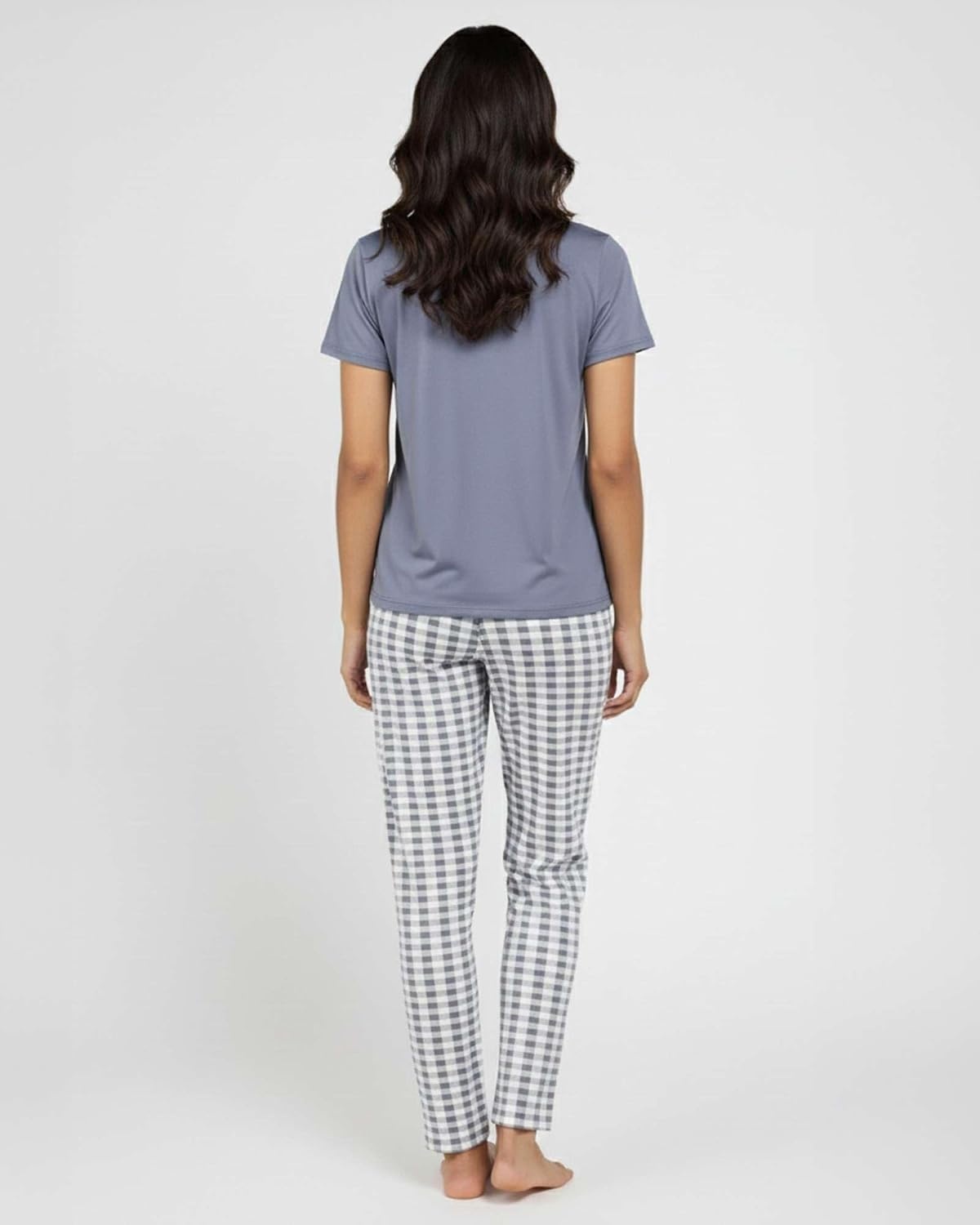 image:imageReal Essentials 2 Pack Womens Comfy Pajama Sets Short Sleeve Ladies Loungewear Sleepwear PJs Available In PlusSet a Charcoal Burgundy