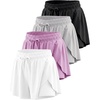 Real Essentials 4 Pack: Girls’ 2-in-1 Dry Fit Athletic Flowy Shorts – Butterfly Dance Skirts for Youth & Teens (Ages 4-18)(Set 9)