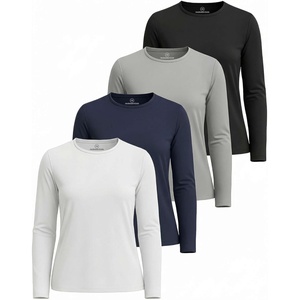 Real Essentials 4 Pack: Women’s UPF 50+ Quick Dry Fit Sun Shirts Long Sleeve UV SPF Hiking Top Outdoor (Available in Plus)(Set 15)
