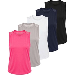 Real Essentials 5 Pack: Women’s Dry-Fit Racerback Muscle Tank Tops –Workout Shirts Mesh Insert, Athletic (Available in Plus)(Set 9)