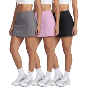 Real Essentials 3 Pack:Women’s 14″ Pleated Tennis Skorts Golf Skirt High Waisted Athletic Running Casual Shorts with Pockets(Set 11)