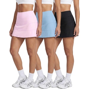 Real Essentials 3 Pack:Women’s 14″ Pleated Tennis Skorts Golf Skirt High Waisted Athletic Running Casual Shorts with Pockets(Set 12)