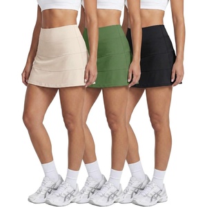 Real Essentials 3 Pack:Women’s 14″ Pleated Tennis Skorts Golf Skirt High Waisted Athletic Running Casual Shorts with Pockets(Set 13)