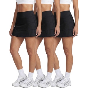 Real Essentials 3 Pack:Women’s 14″ Pleated Tennis Skorts Golf Skirt High Waisted Athletic Running Casual Shorts with Pockets(Set 9)