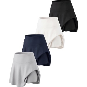 Real Essentials 4 Pack: Women’s Skater Pleated Tennis Skort – Skirt with Shorts Pockets Athletic Golf Workout (Plus)(Set 10)