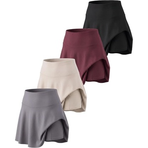 Real Essentials 4 Pack: Women’s Skater Pleated Tennis Skort – Skirt with Shorts Pockets Athletic Golf Workout (Plus)(Set 11)