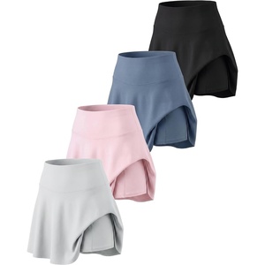 Real Essentials 4 Pack: Women’s Skater Pleated Tennis Skort – Skirt with Shorts Pockets Athletic Golf Workout (Plus)(Set 12)