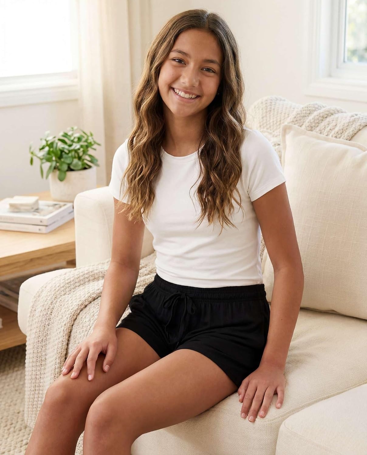 image:image3 Pack Girls Lounge Shorts Soft Comfy with Pockets Sleep Youth Teens Kids Available in Youth amp Teen Sizes Sleep Pajama Camp School Drawstring Everyday Wear Athletic Hiking Ultra Soft amp ComfySet 12