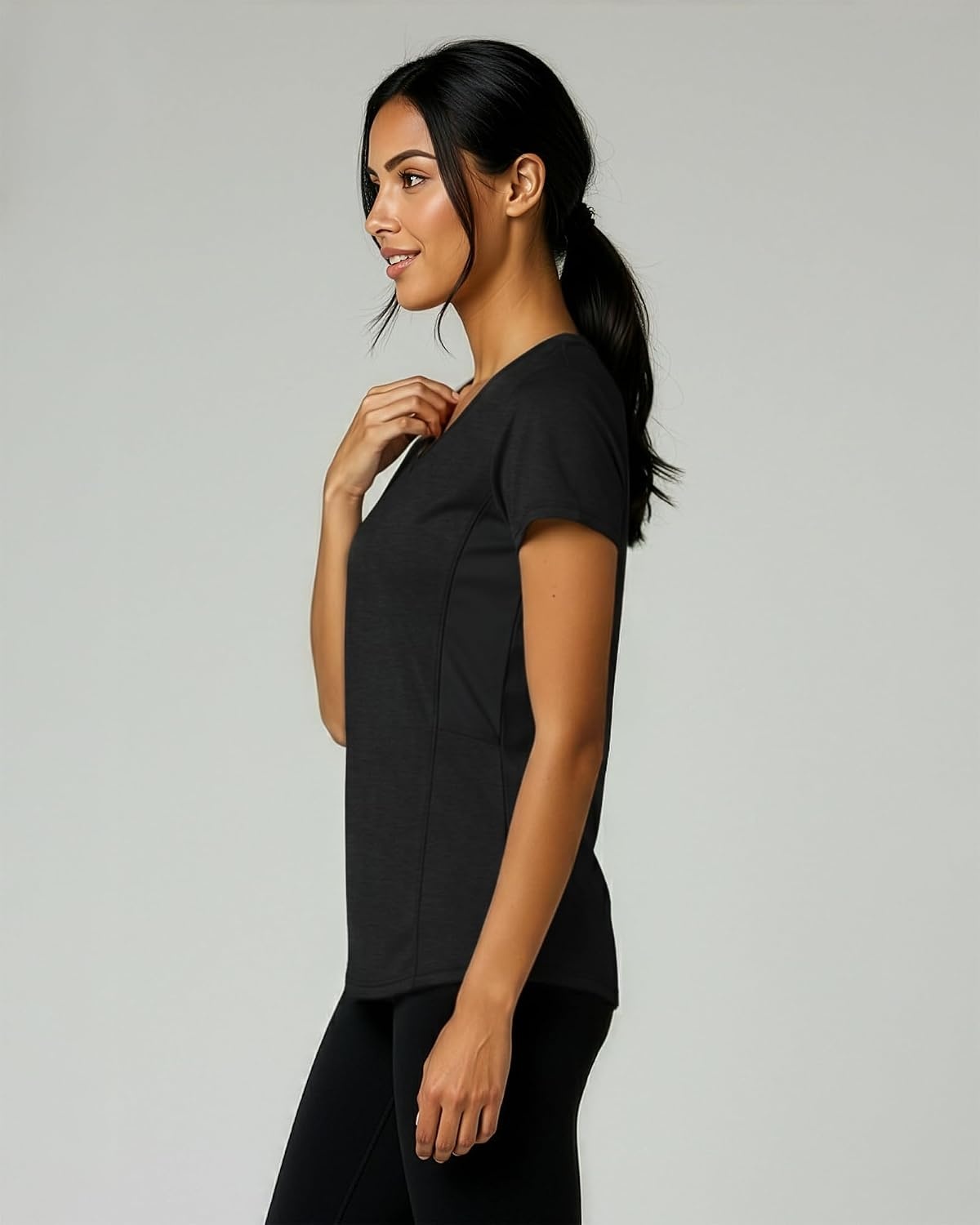image:imageReal Essentials 5 Pack Womens DryFit Short Sleeve V Neck T Shirt Workout Fitness Yoga Top Tee Available in Plus Size Available In Plus Size Short Sleeve Moisture Wicking Stretch Activewear Running Hiking Tennis Pickleball Sports ExerciseSet 15