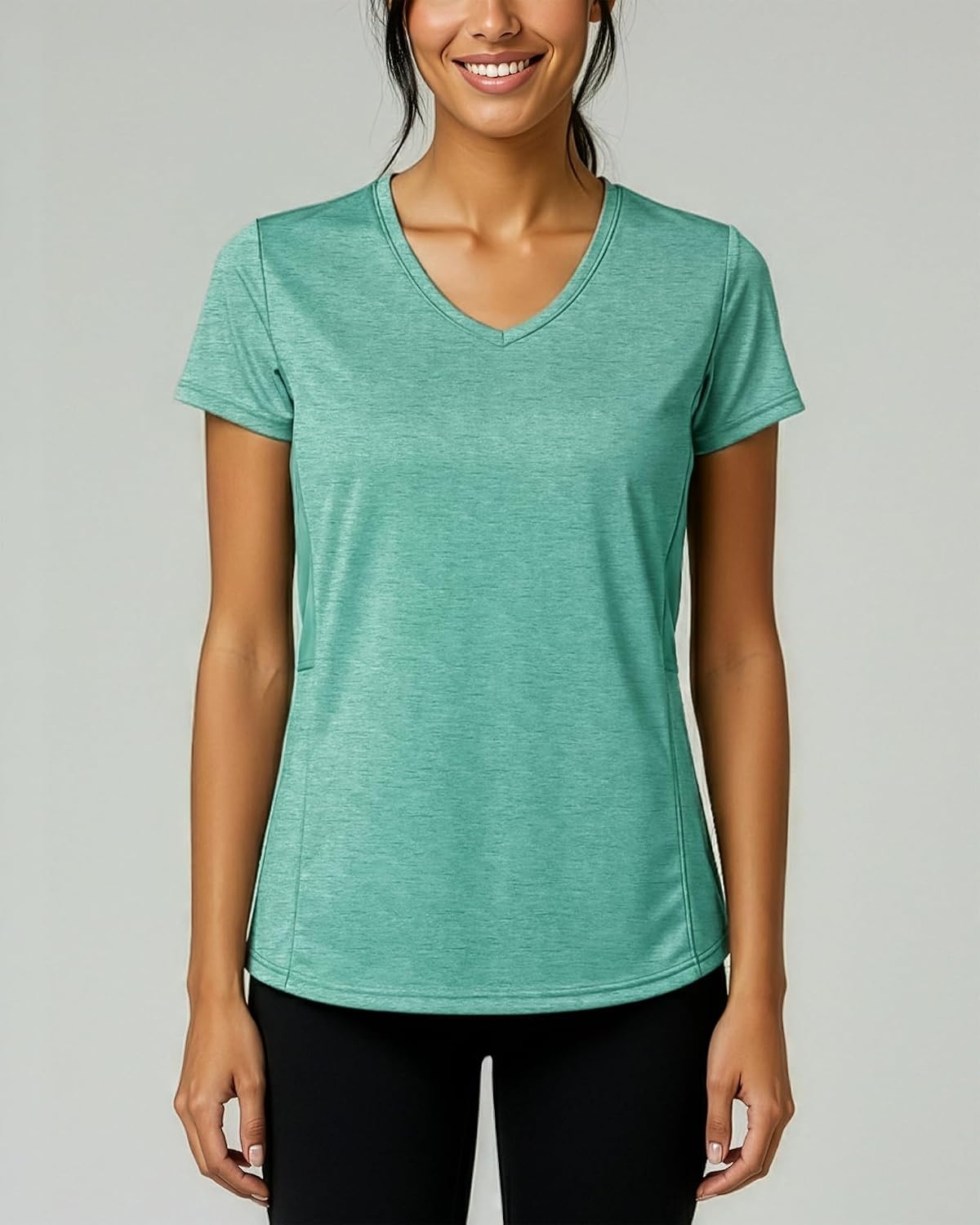 image:imageReal Essentials 5 Pack Womens DryFit Short Sleeve V Neck T Shirt Workout Fitness Yoga Top Tee Available in Plus Size Available In Plus Size Short Sleeve Moisture Wicking Stretch Activewear Running Hiking Tennis Pickleball Sports ExerciseSet 15