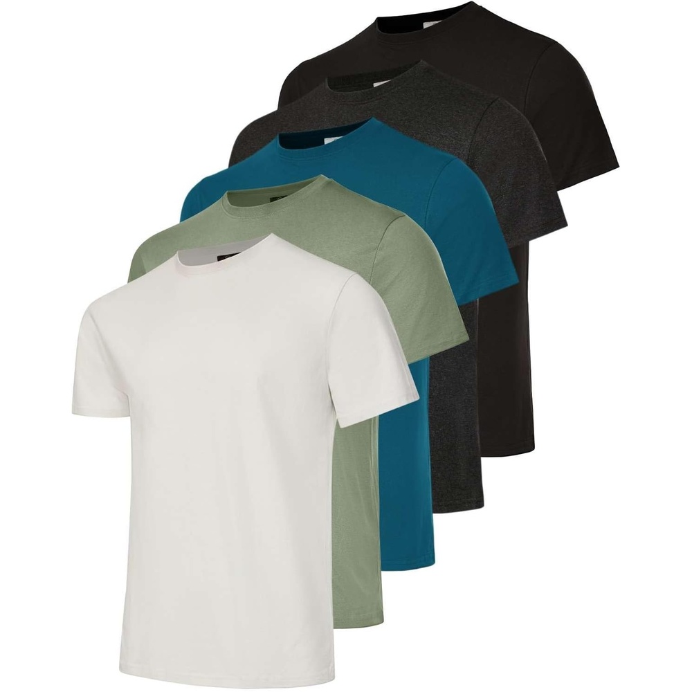 image:image5 Pack Mens T Shirts Crew Neck Short Sleeve Cotton Casual Workout Gym TeesSet 6