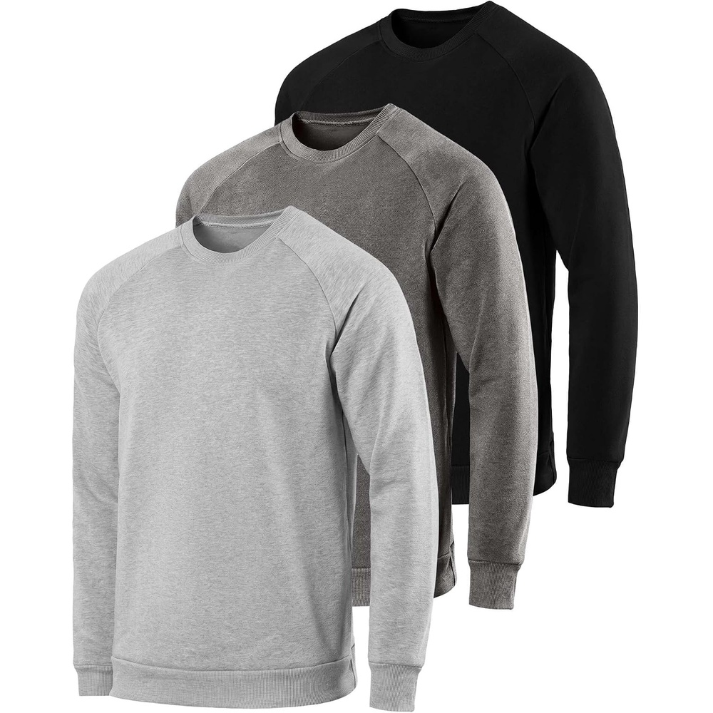 image:image3 Pack Mens Fleece Pullover Sweatshirt Long Sleeve Crewneck Soft SweaterSet 10