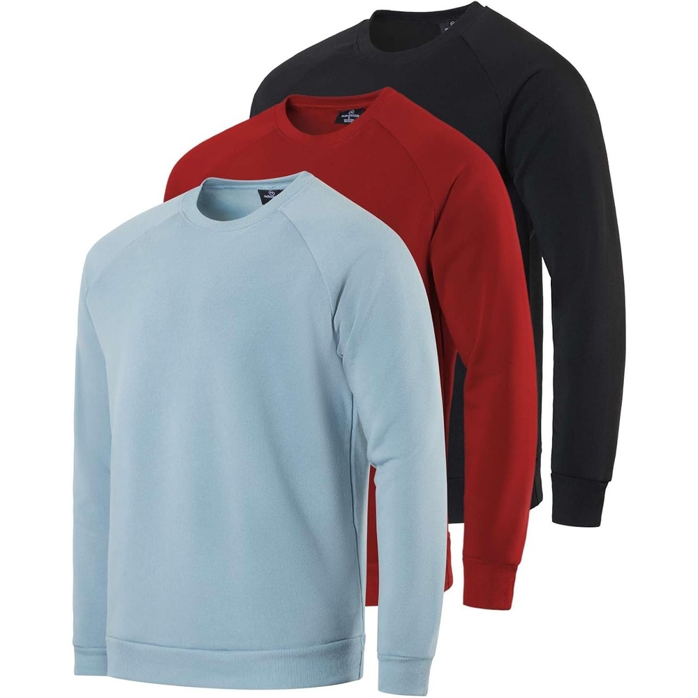 image:image3 Pack Mens Fleece Pullover Sweatshirt Long Sleeve Crewneck Soft SweaterSet 3