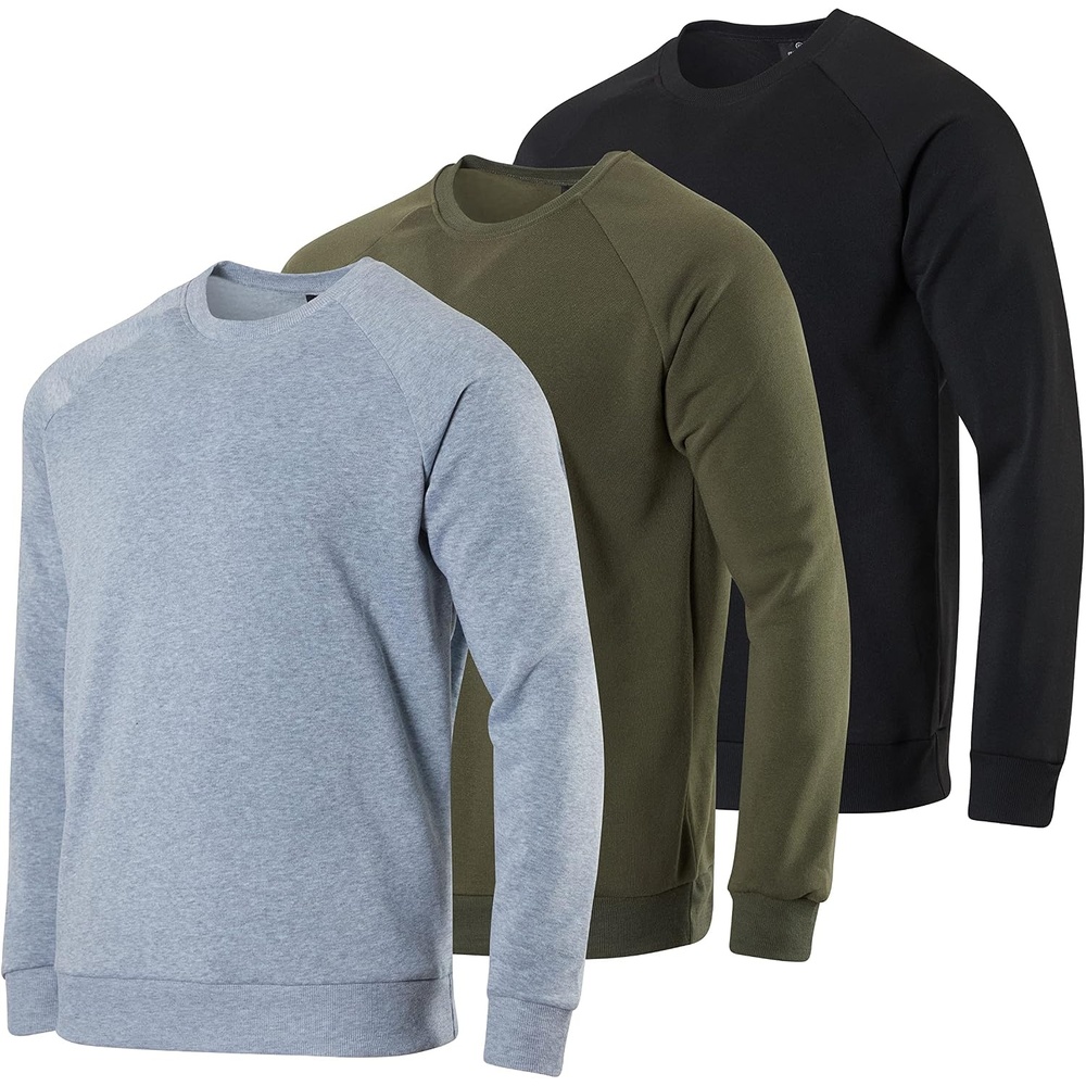 image:image3 Pack Mens Fleece Pullover Sweatshirt Long Sleeve Crewneck Soft SweaterSet 6