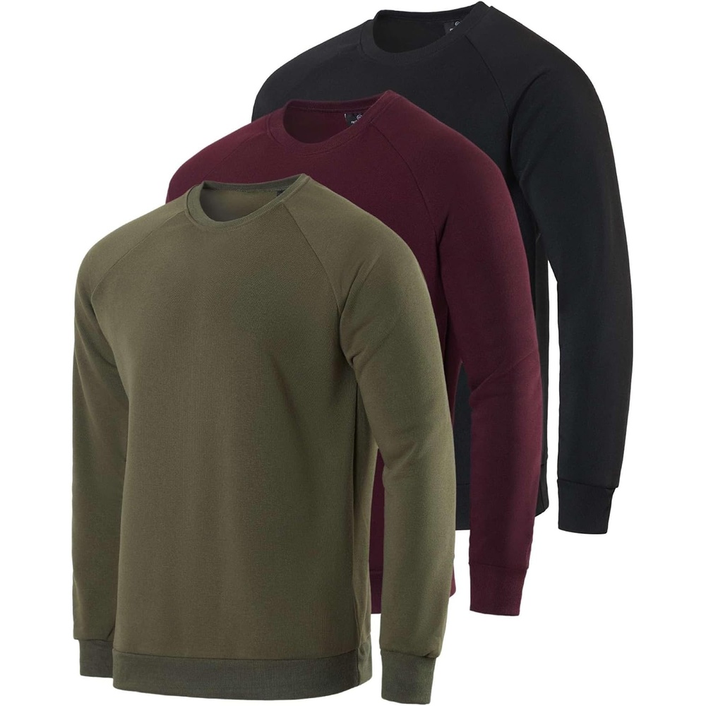 image:image3 Pack Mens Fleece Pullover Sweatshirt Long Sleeve Crewneck Soft SweaterSet 8