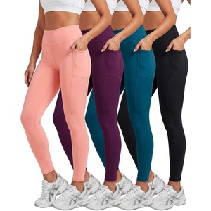 4 Pack Women’s Leggings with Pockets Yoga Pants Tummy Control Workout Gym(Set 5)