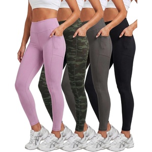 4 Pack Women’s Leggings with Pockets Yoga Pants Tummy Control Workout Gym(Set 7)