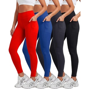 4 Pack Women’s Leggings with Pockets Yoga Pants Tummy Control Workout Gym(Set 8)