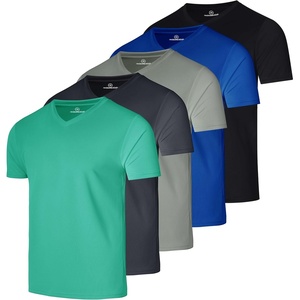 5 Pack Men’s Mesh V Neck T Shirts Dry Fit Athletic Workout Gym Running Tees(Set 10)