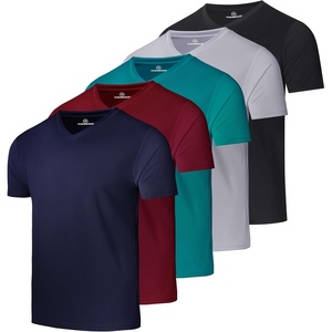 5 Pack Men’s Mesh V Neck T Shirts Dry Fit Athletic Workout Gym Running Tees(Set 12)