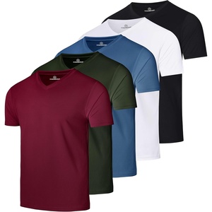 5 Pack Men’s Mesh V Neck T Shirts Dry Fit Athletic Workout Gym Running Tees(Set 13)