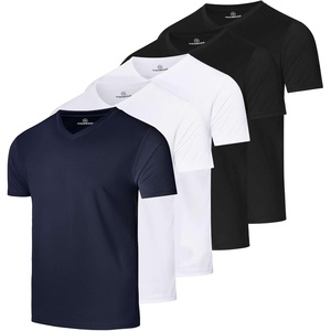 5 Pack Men’s Mesh V Neck T Shirts Dry Fit Athletic Workout Gym Running Tees(Set 15)