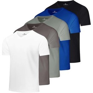 5 Pack Men’s Mesh V Neck T Shirts Dry Fit Athletic Workout Gym Running Tees(Set 16)