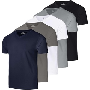 5 Pack Men’s Mesh V Neck T Shirts Dry Fit Athletic Workout Gym Running Tees(Set 17)