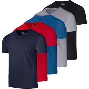 5 Pack Men’s Mesh V Neck T Shirts Dry Fit Athletic Workout Gym Running Tees(Set 18)